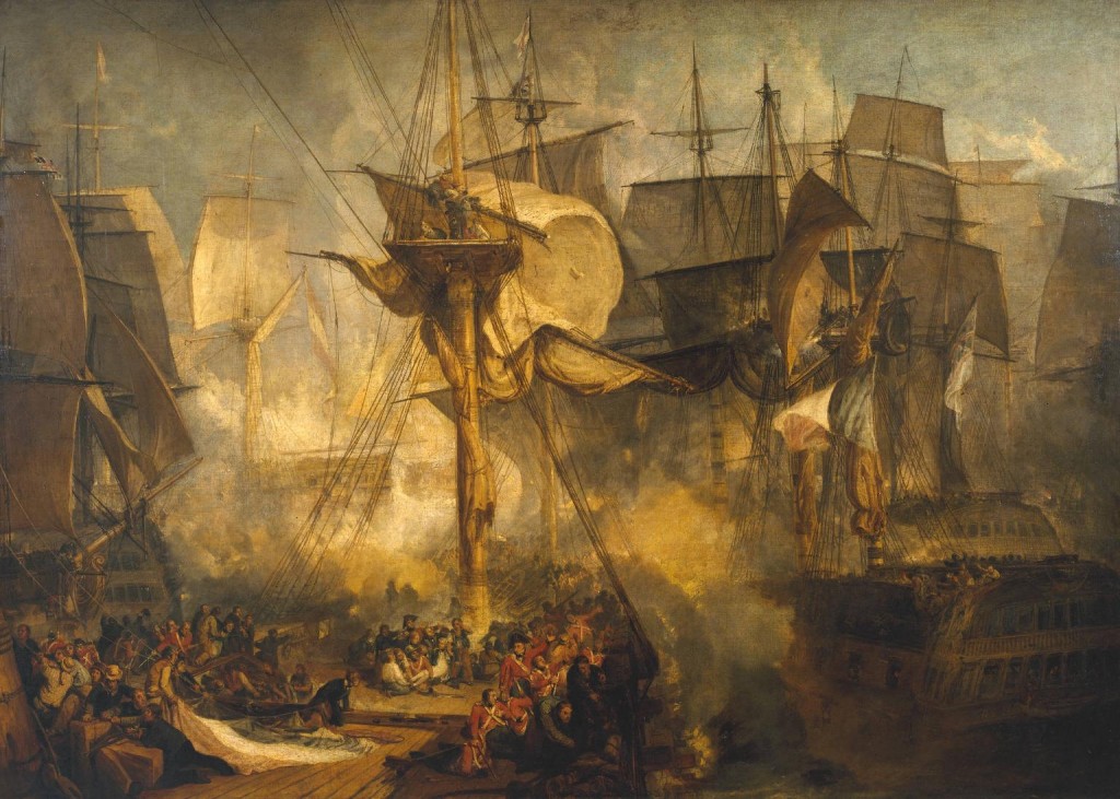 The Battle of Trafalgar, as Seen from the Mizen Starboard Shrouds of the Victory 1806-8 Joseph Mallord William Turner 1775-1851 Accepted by the nation as part of the Turner Bequest 1856 http://www.tate.org.uk/art/work/N00480